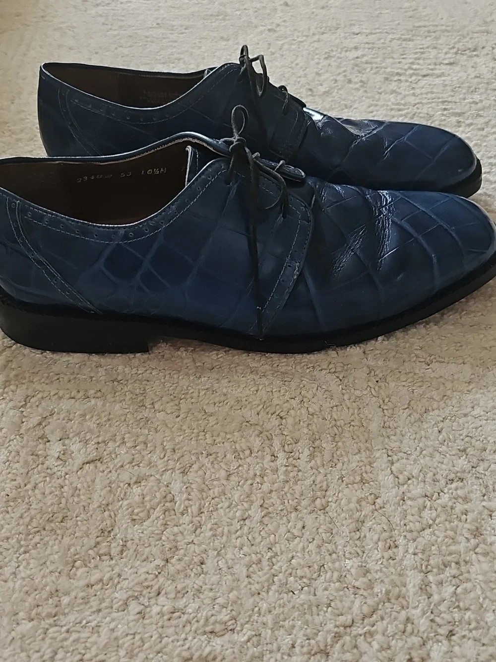 Stacy Adams Men's Blue Leather Dress Oxfords